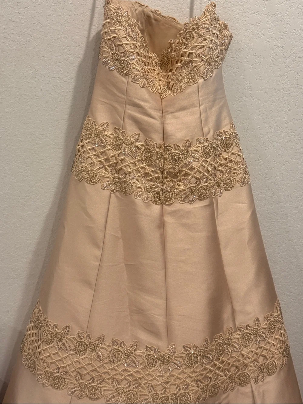 Jovani‎ Champagne Beaded A-Line Formal/Wedding Dress
